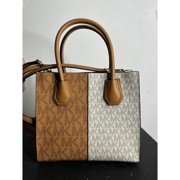 Michael Michael Kors NWT Mercer Medium Two-Tone Logo Crossbody Bag In Deer Multi - Picture 4 of 9